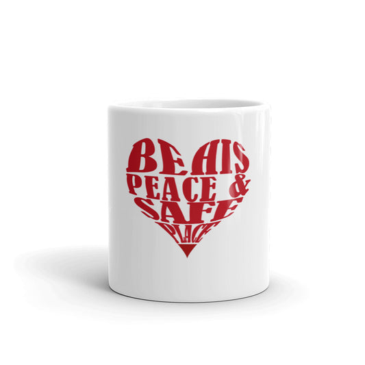 His Peace & Safe Place - White glossy mug