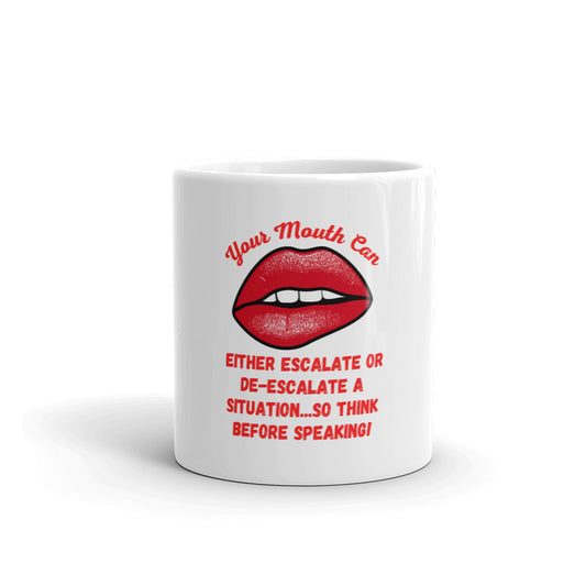 Don't Let Your Mouth - White glossy mug