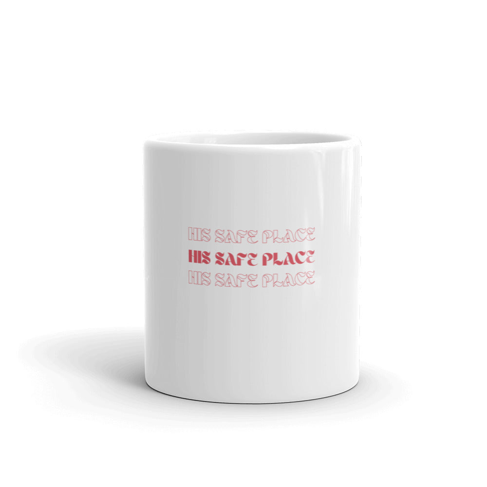 His Safe Place - White glossy mug