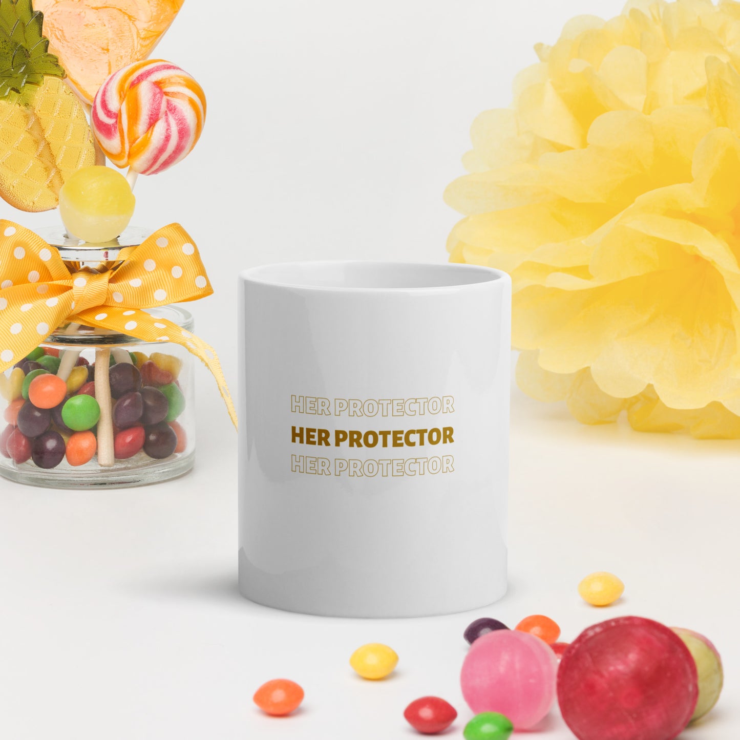 Her Protector - White glossy mug