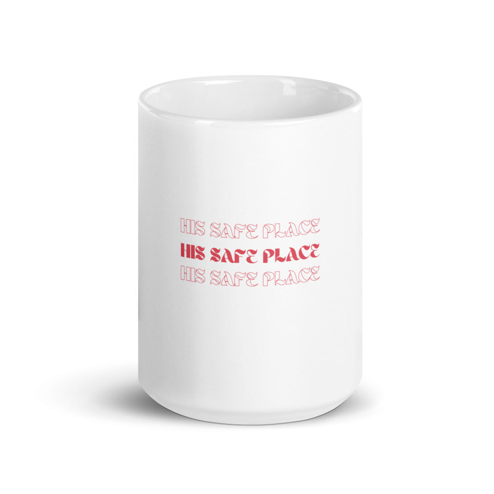 His Safe Place - White glossy mug