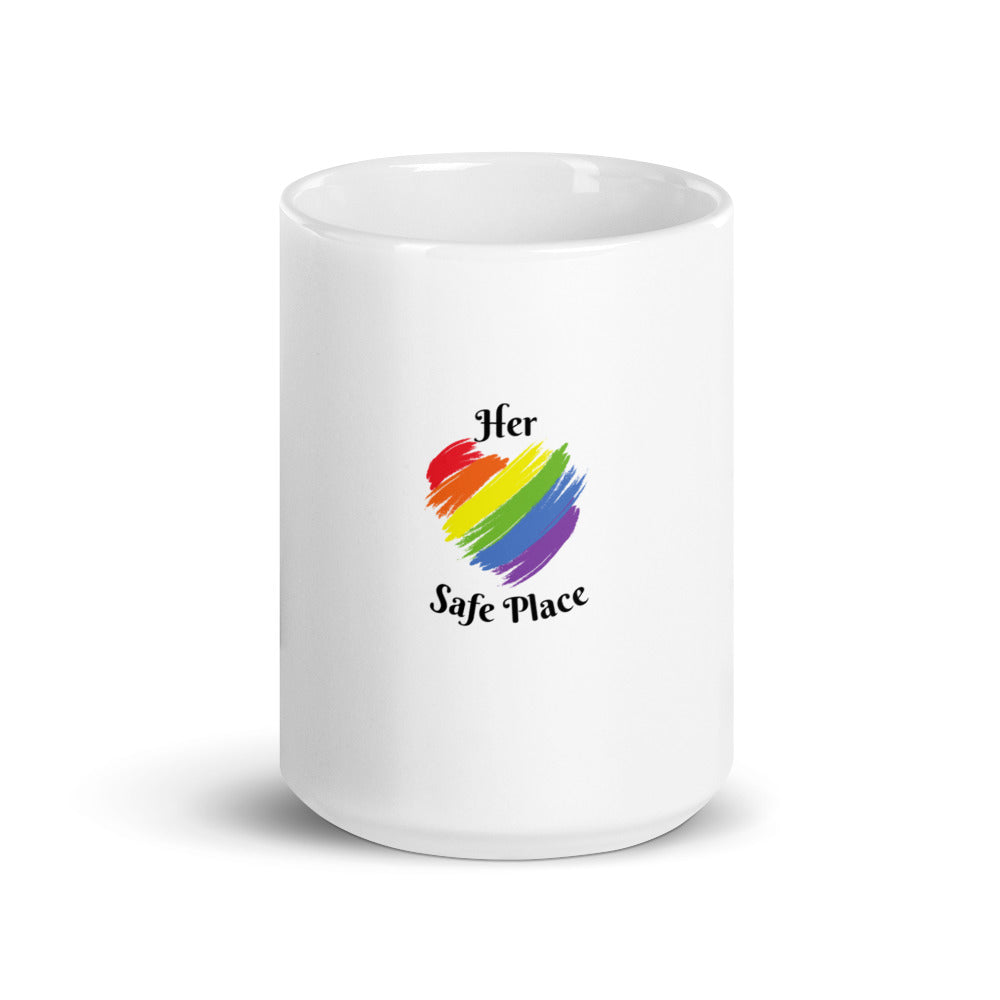 Her Safe Place (Pride) - White glossy mug